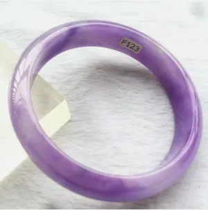 10% OFF- 57/58/59mm Certified Natural Lavender Jadeite Emerald A*Jade HandCarved Lucky Bracelet Bangle F123