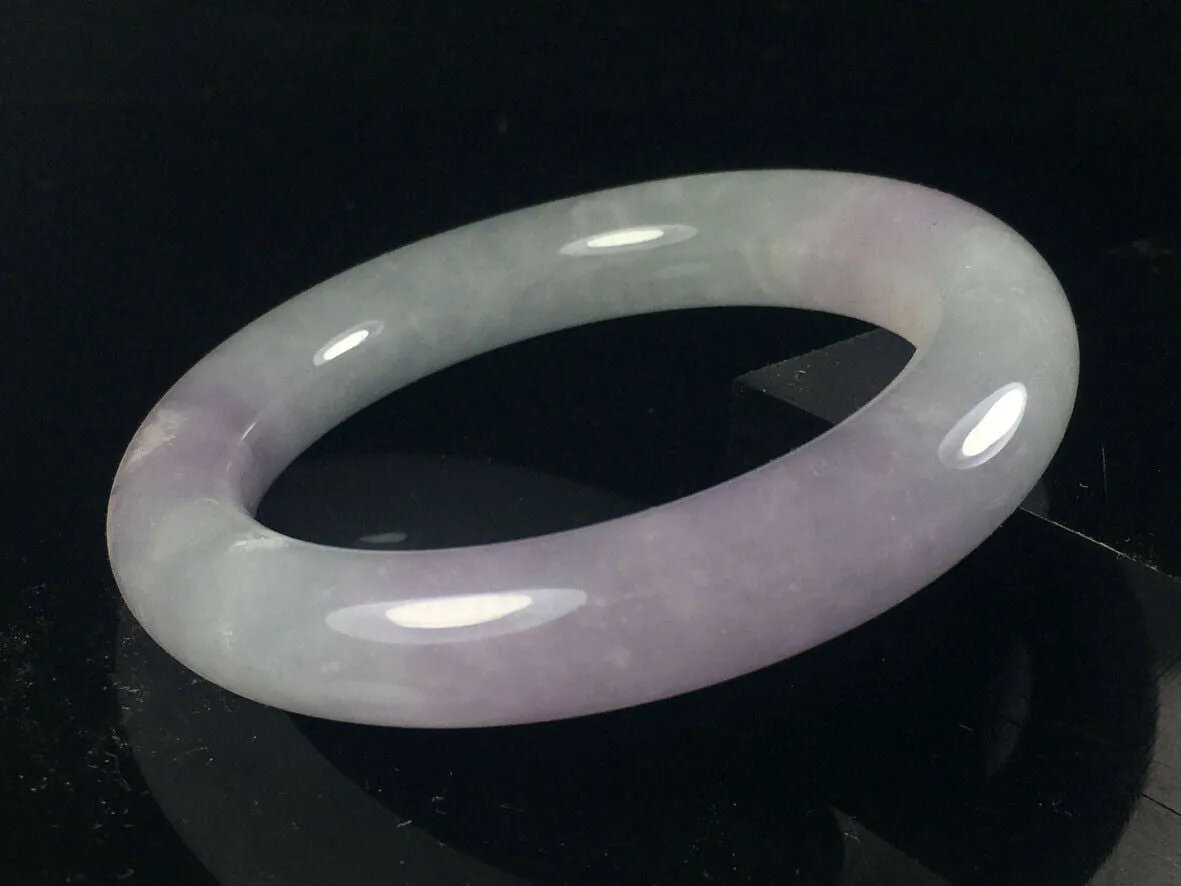 10% OFF- 57/58/59mm Certified Natural Lavender Jadeite Emerald A*Jade HandCarved Lucky Round Bracelet Bangle GX742
