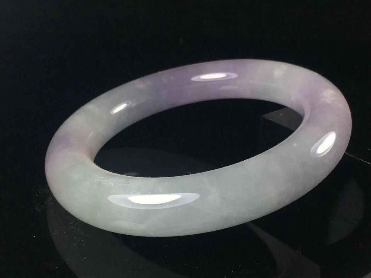 10% OFF- 57/58/59mm Certified Natural Lavender Jadeite Emerald A*Jade HandCarved Lucky Round Bracelet Bangle GX742