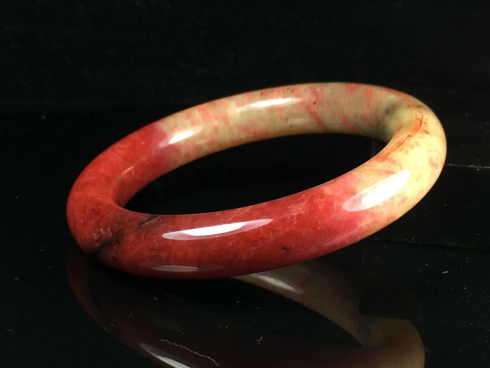 10% OFF- 57/58/59mm Certified Natural Red Jadeite Emerald A*Jade HandCarved Lucky Jade Round Bangle A081