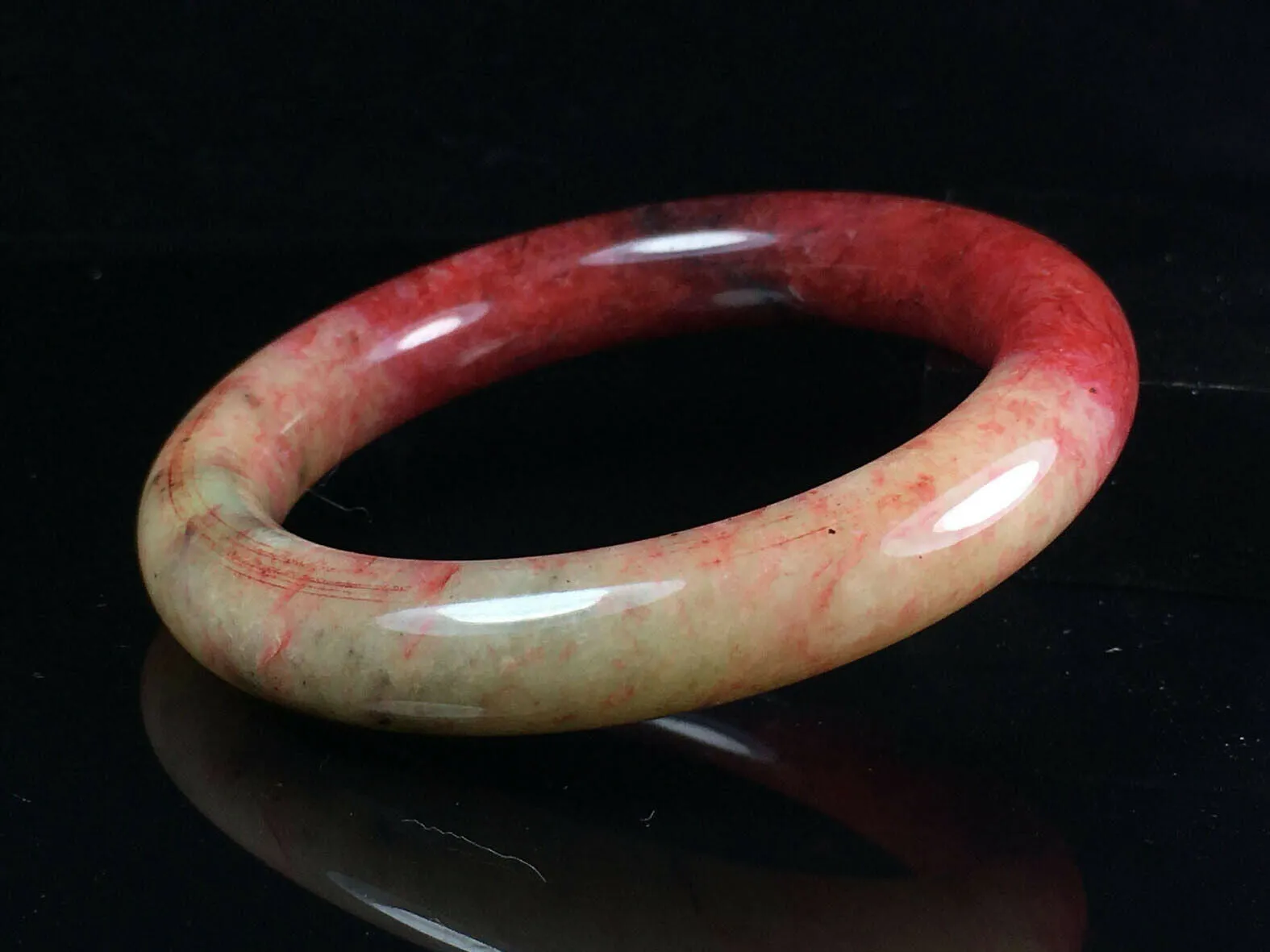 10% OFF- 57/58/59mm Certified Natural Red Jadeite Emerald A*Jade HandCarved Lucky Jade Round Bangle A081