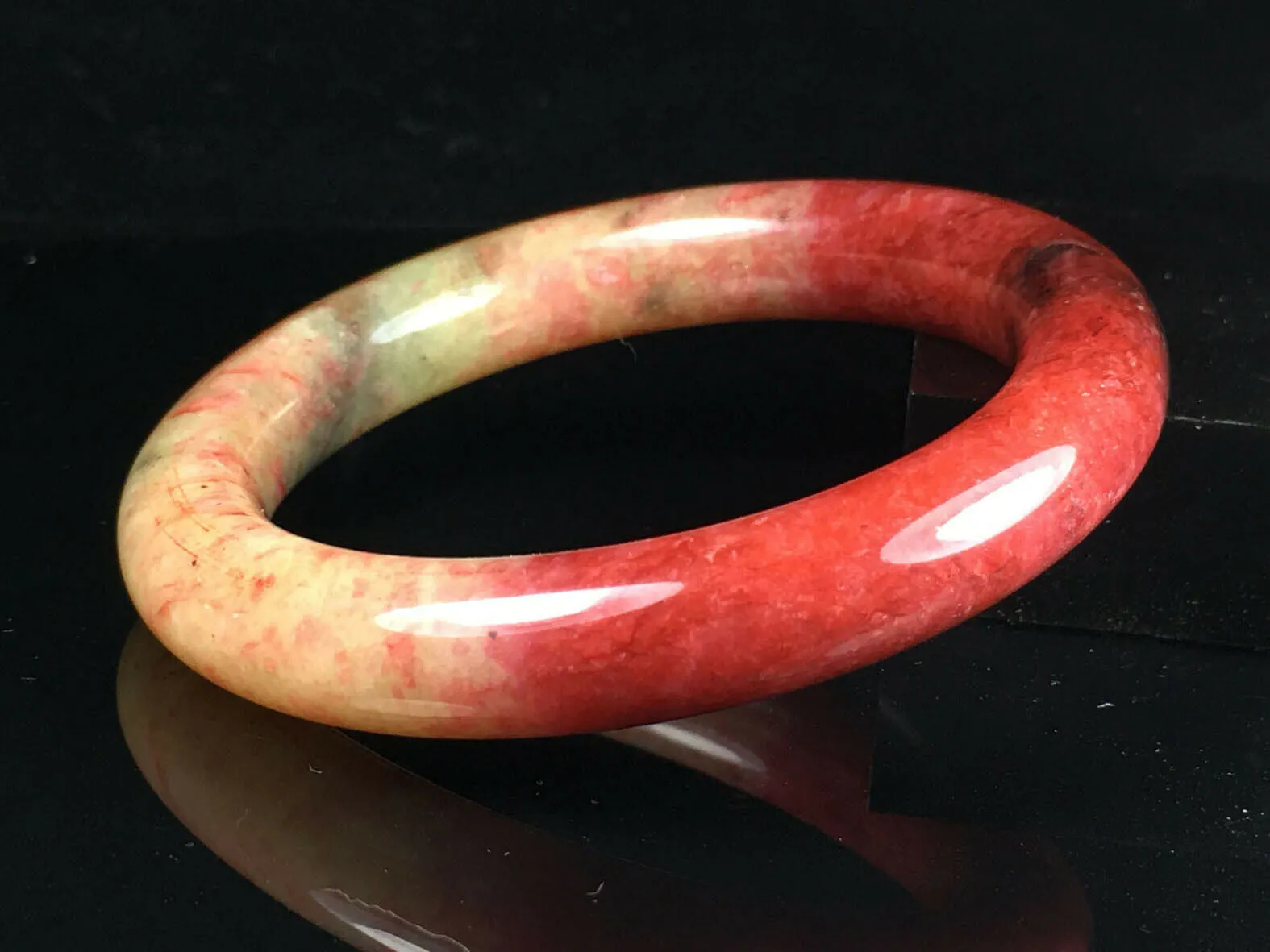 10% OFF- 57/58/59mm Certified Natural Red Jadeite Emerald A*Jade HandCarved Lucky Jade Round Bangle A081