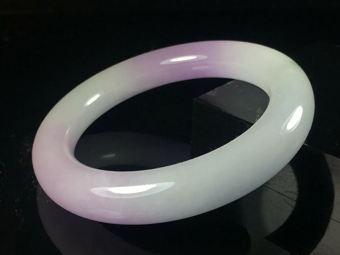 10% OFF- 58/59/60mm Certified Natural Lavender Jadeite Emerald A*Jade HandCarved Lucky Round Bracelet Bangle GX728