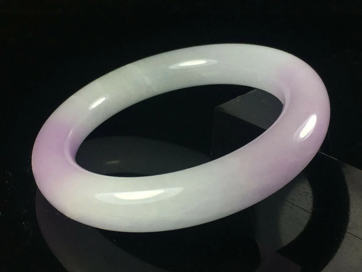 10% OFF- 58/59/60mm Certified Natural Lavender Jadeite Emerald A*Jade HandCarved Lucky Round Bracelet Bangle GX728