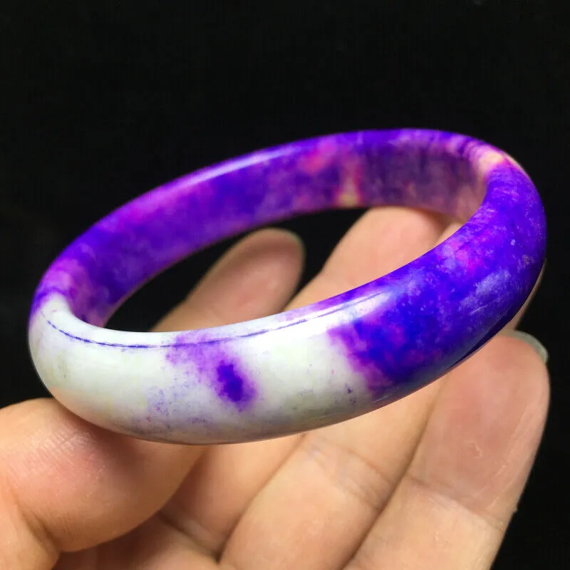 10% OFF- 62/63/64mm Certified Natural Purple/Lavender Jadeite Emerald A*Jade Handcarved Bangle S126