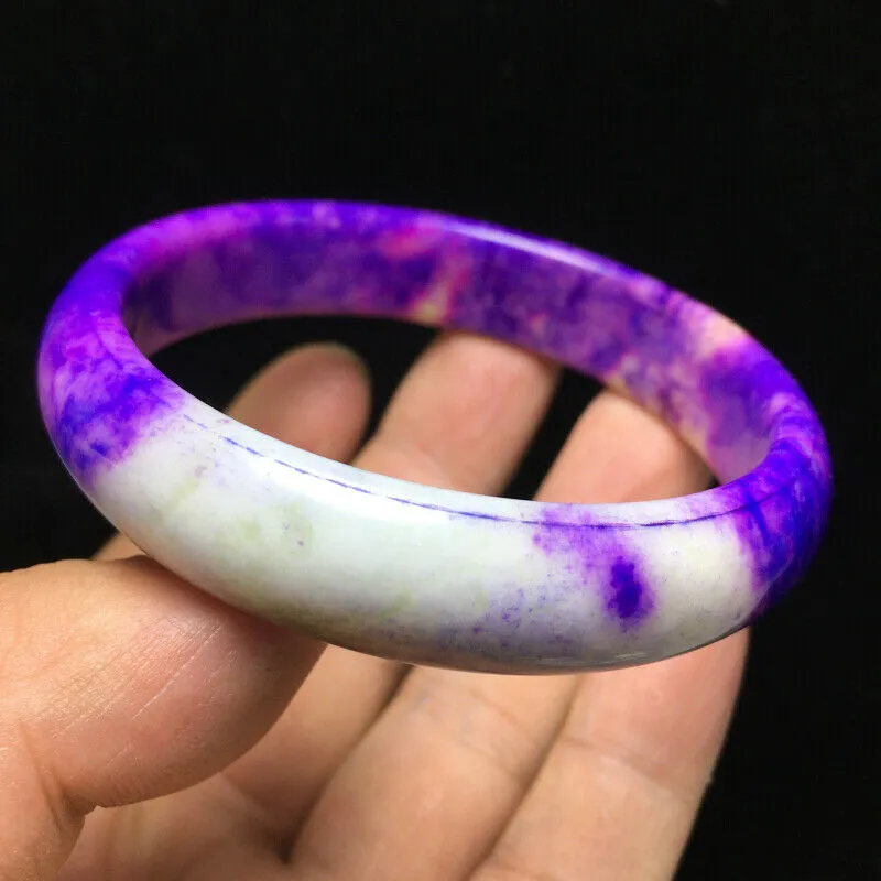 10% OFF- 62/63/64mm Certified Natural Purple/Lavender Jadeite Emerald A*Jade Handcarved Bangle S126