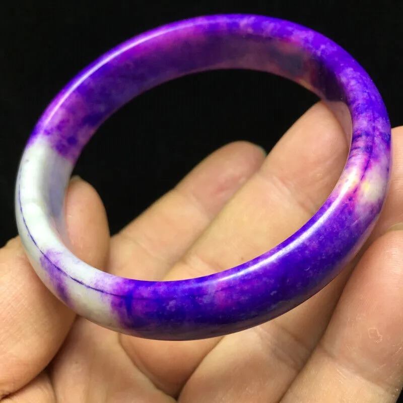 10% OFF- 62/63/64mm Certified Natural Purple/Lavender Jadeite Emerald A*Jade Handcarved Bangle S126