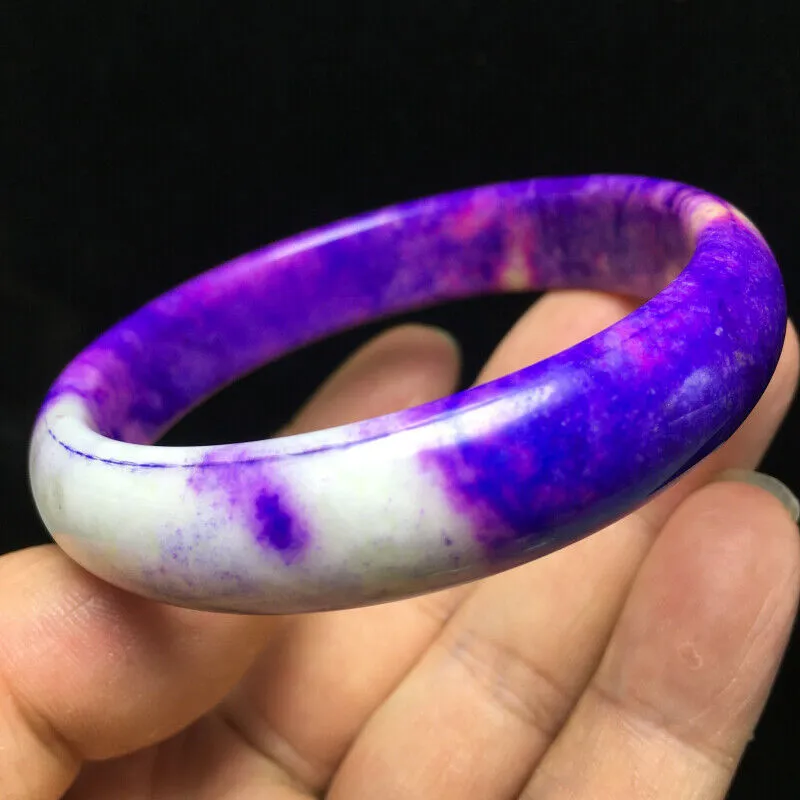 10% OFF- 62/63/64mm Certified Natural Purple/Lavender Jadeite Emerald A*Jade Handcarved Bangle S126