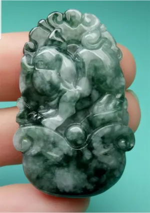 10% OFF- Certified Natural Jadeite Emerald A*Jade HandCarved Lucky Pig YuanBao Pendant A