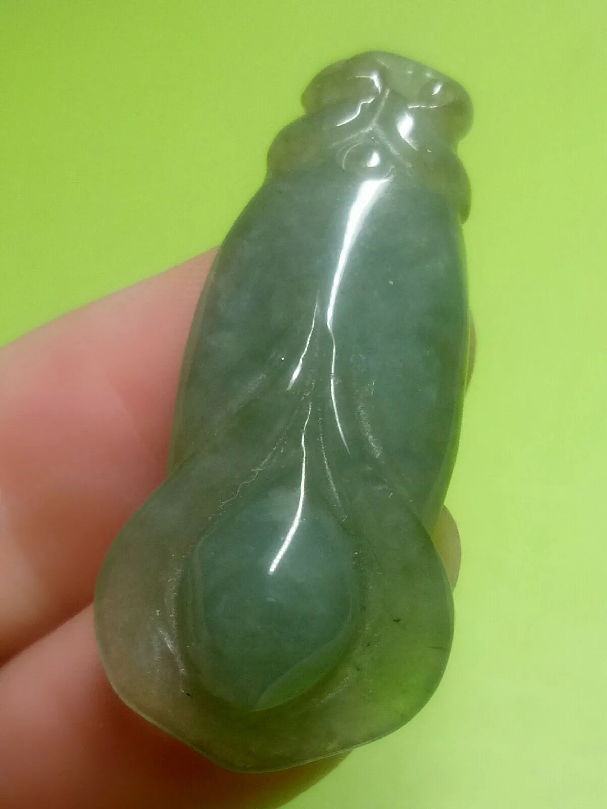 10% OFF- Certified Natural Oily Green Jadeite Emerald A Jade Handcarved Morning Glory Pendant