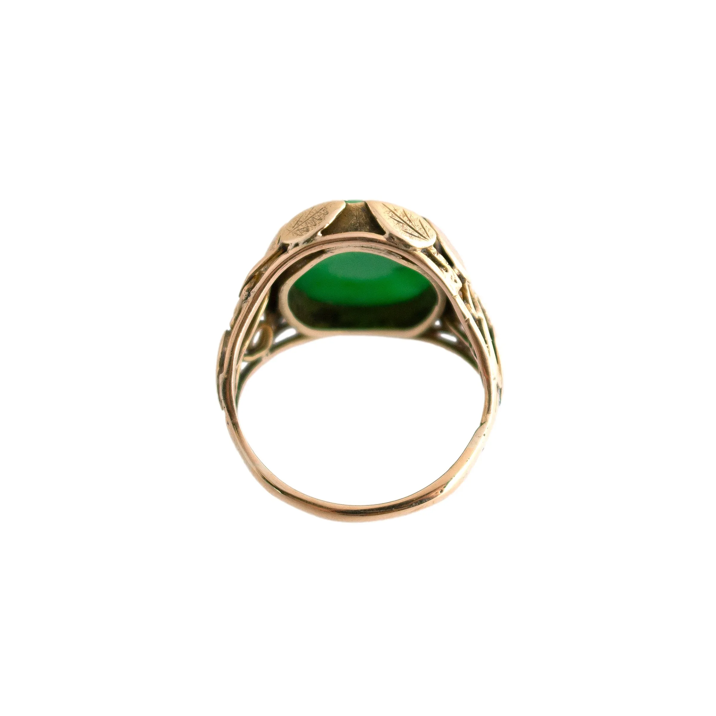 14K Gold Jade Leaf Ring