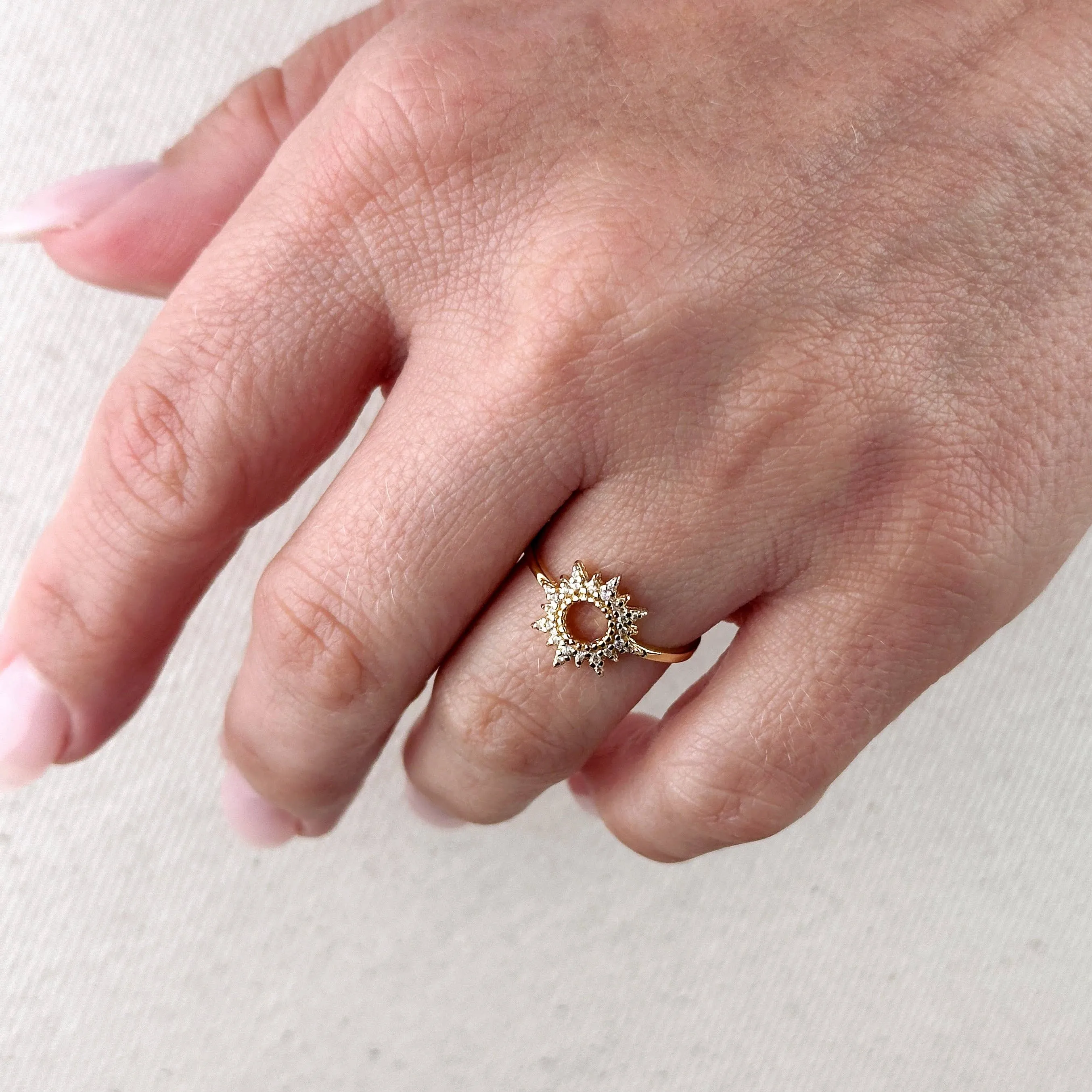 18k Gold Filled Round Sun Ring