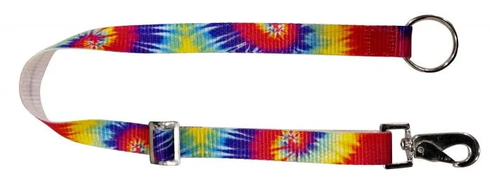 1" Tye Dye Print nylon adjustable bucket hanger with snap and ring.