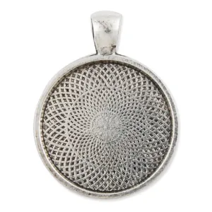 20 Antique Silver Round Zinc Alloy Cameo Cabochon Base Setting Pendants,fit 25mm cabochon