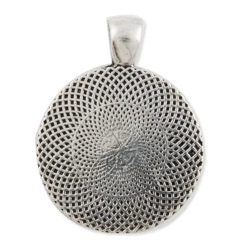 20 Antique Silver Round Zinc Alloy Cameo Cabochon Base Setting Pendants,fit 25mm cabochon