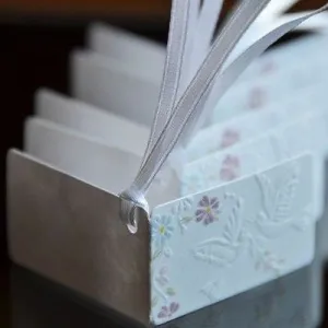 20 Embossed Wedding Doves and Flowers Gift Tags Paper Favor Tags Labels Ribbon