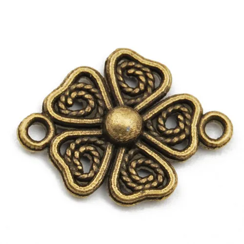 20*15mm Vintage antique bronze Zinc alloy links,clover,sold 200 pcs per pkg