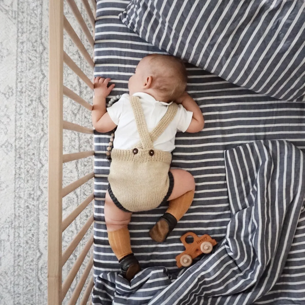 3 piece Crib Set - Dark Navy Breton Stripe