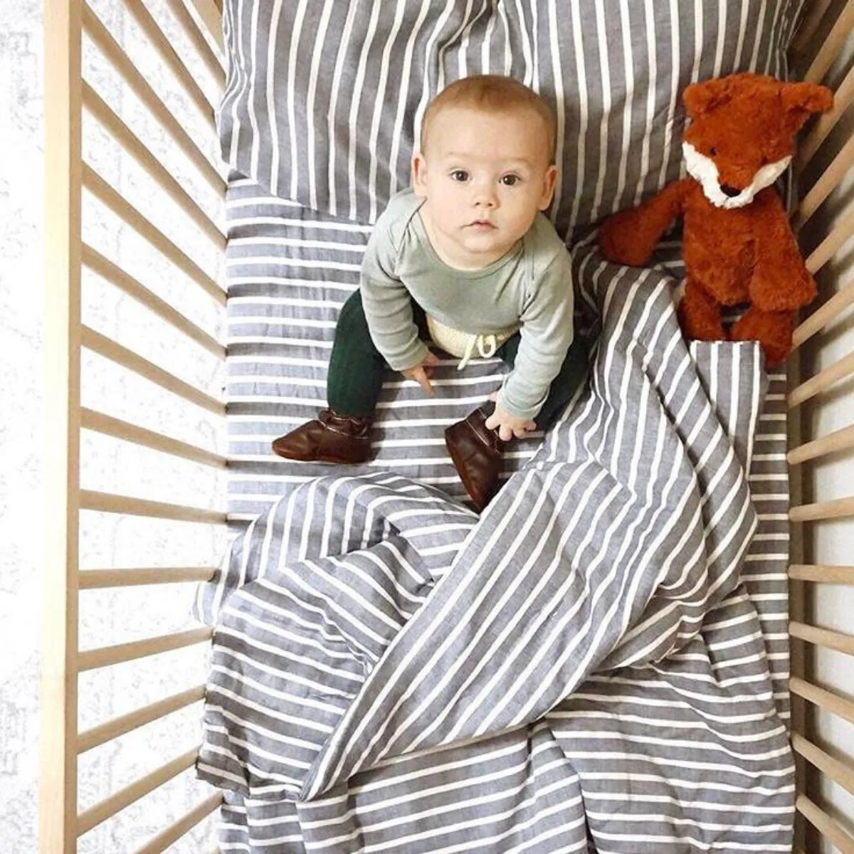 3 piece Crib Set - Dark Navy Breton Stripe