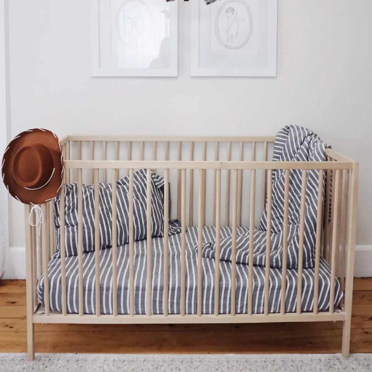 3 piece Crib Set - Dark Navy Breton Stripe