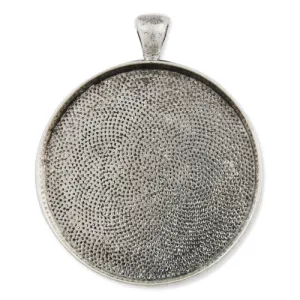 38MM Antique Silver Round Zinc Alloy Cameo Cabochon Base Setting Pendants,20 /lot