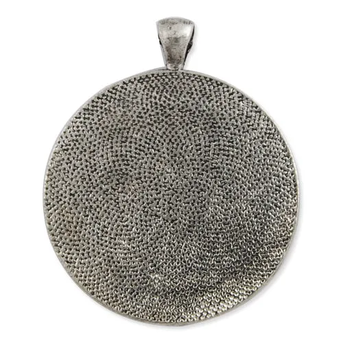 38MM Antique Silver Round Zinc Alloy Cameo Cabochon Base Setting Pendants,20 /lot