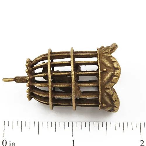 40*21mm Vintage antique bronze Zinc alloy Pendants,Large 3D Bird Cage,sold 20 pcs per pkg