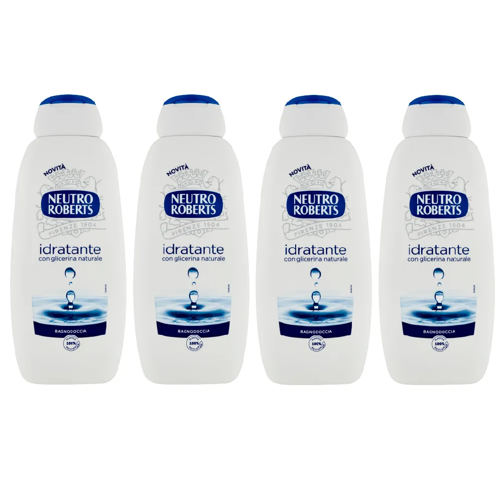 4x Neutro Roberts Bagnodoccia Idratante Feuchtigkeitsspendendes Duschgel 450 ml