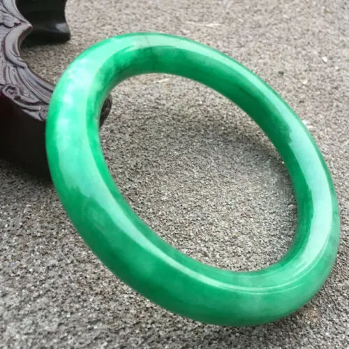 58-60mm Certified Natural Green Jadeite Emerald A Jade HandCarved Round Bracelet Bangle GX3732 with Gift Box