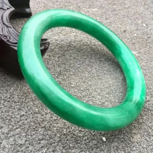 58-60mm Certified Natural Green Jadeite Emerald A Jade HandCarved Round Bracelet Bangle GX3732 with Gift Box
