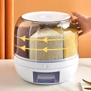 6-Grid Rotatory Grain Bucket Container - Jennyhome