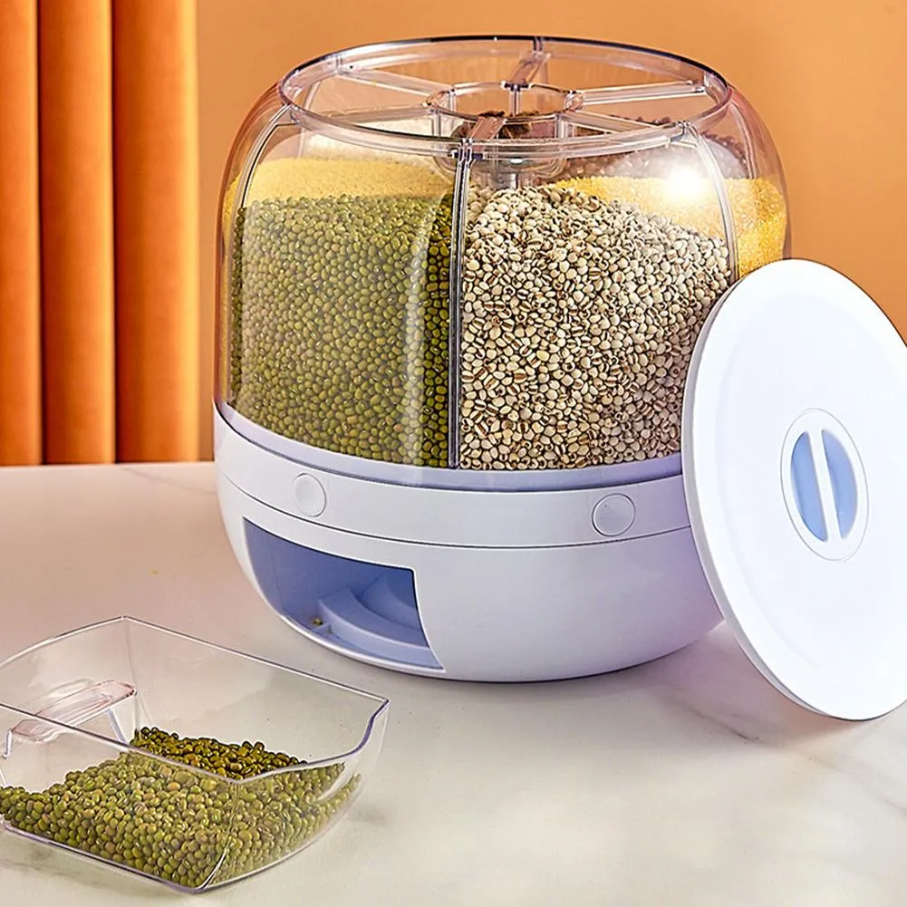 6-Grid Rotatory Grain Bucket Container - Jennyhome