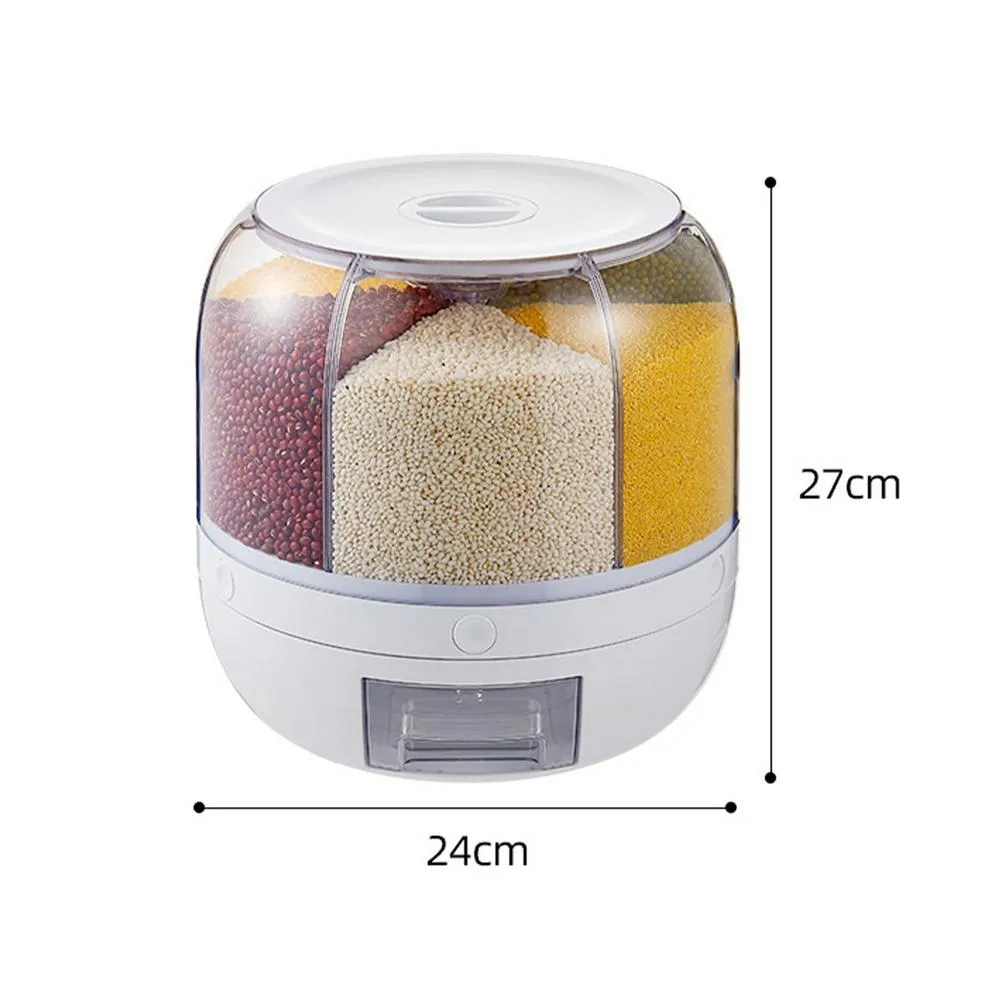 6-Grid Rotatory Grain Bucket Container - Jennyhome