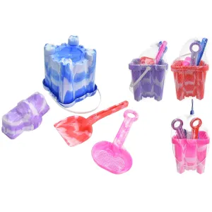 6"/15cm 4 Piece Square Castle Bucket Set Marble