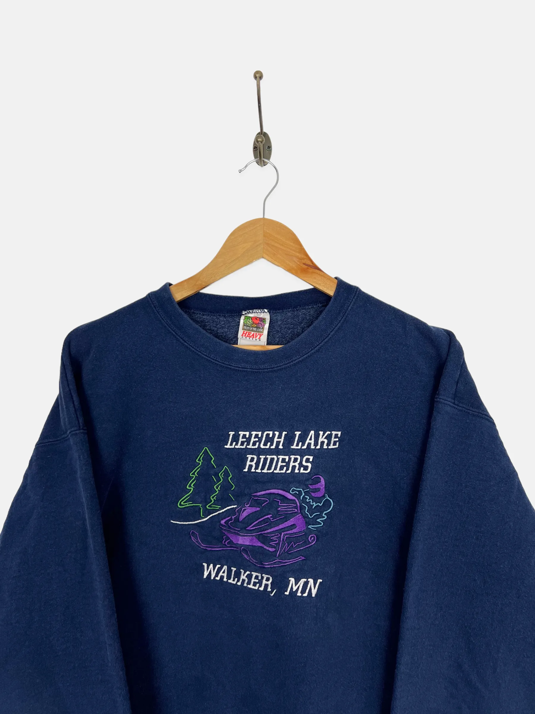 90's Leech Lake Riders Snowmobile Embroidered Vintage Sweatshirt Size M