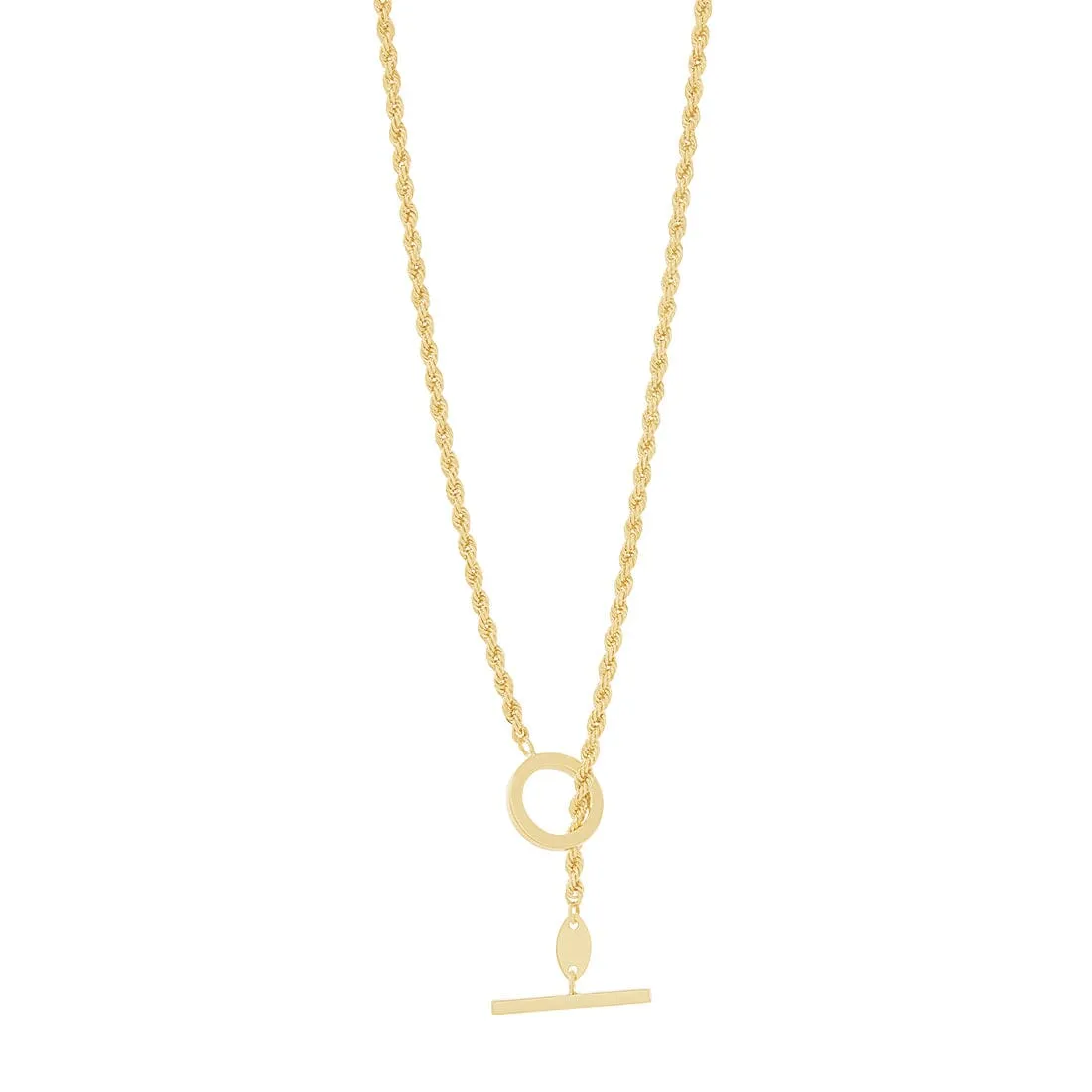 9ct Yellow Gold Silver Infused Rope Necklace With Fob and Circle