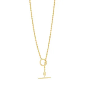 9ct Yellow Gold Silver Infused Rope Necklace With Fob and Circle