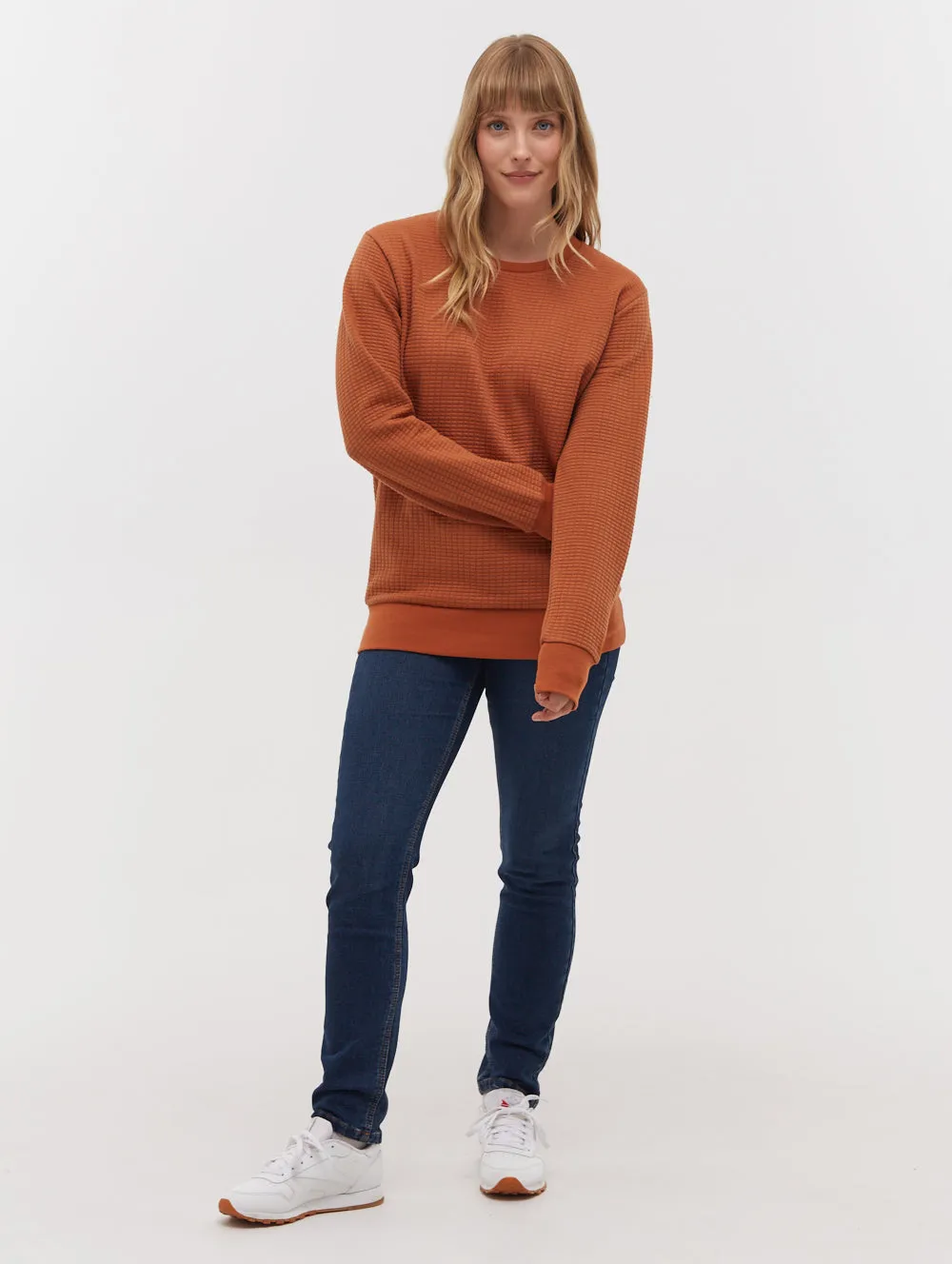 Afra Quilted Crew Neck Sweatshirt