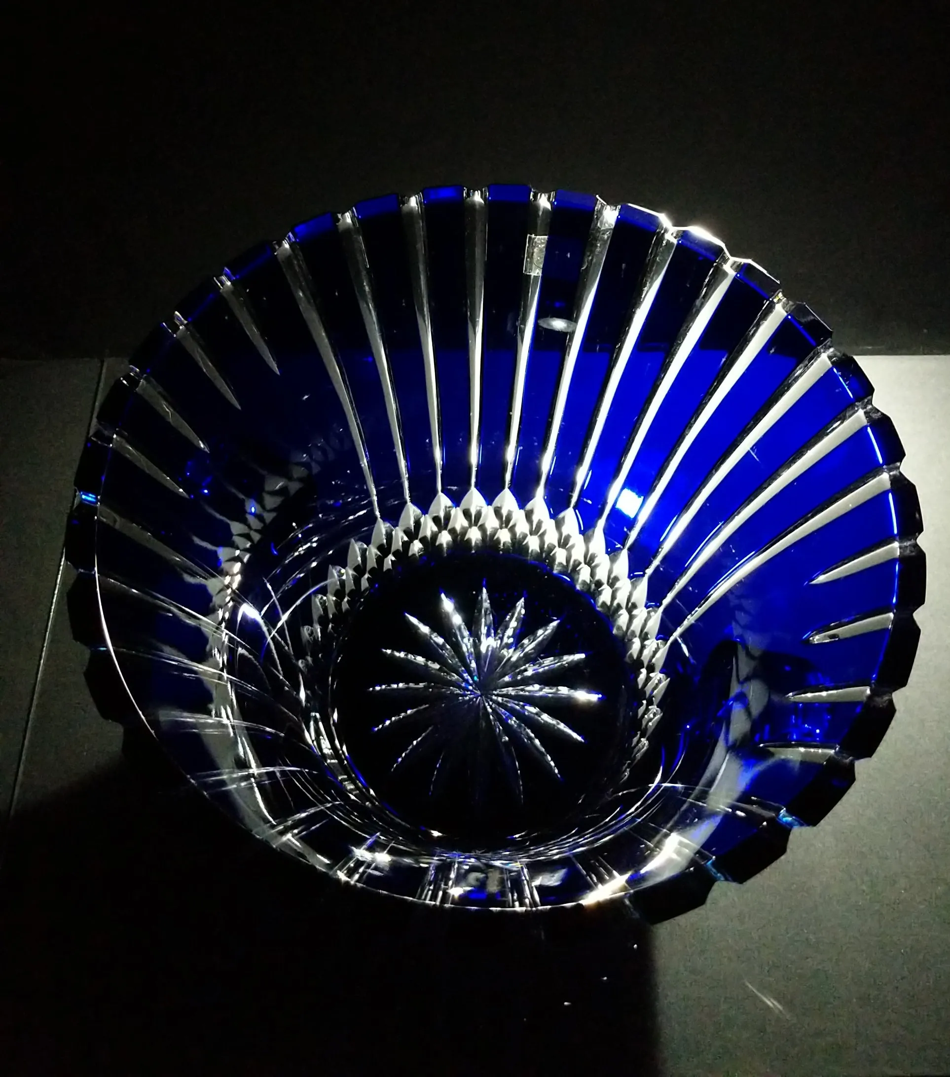 AJKA Cobalt Blue and Clear Cut Large Ice Bucket