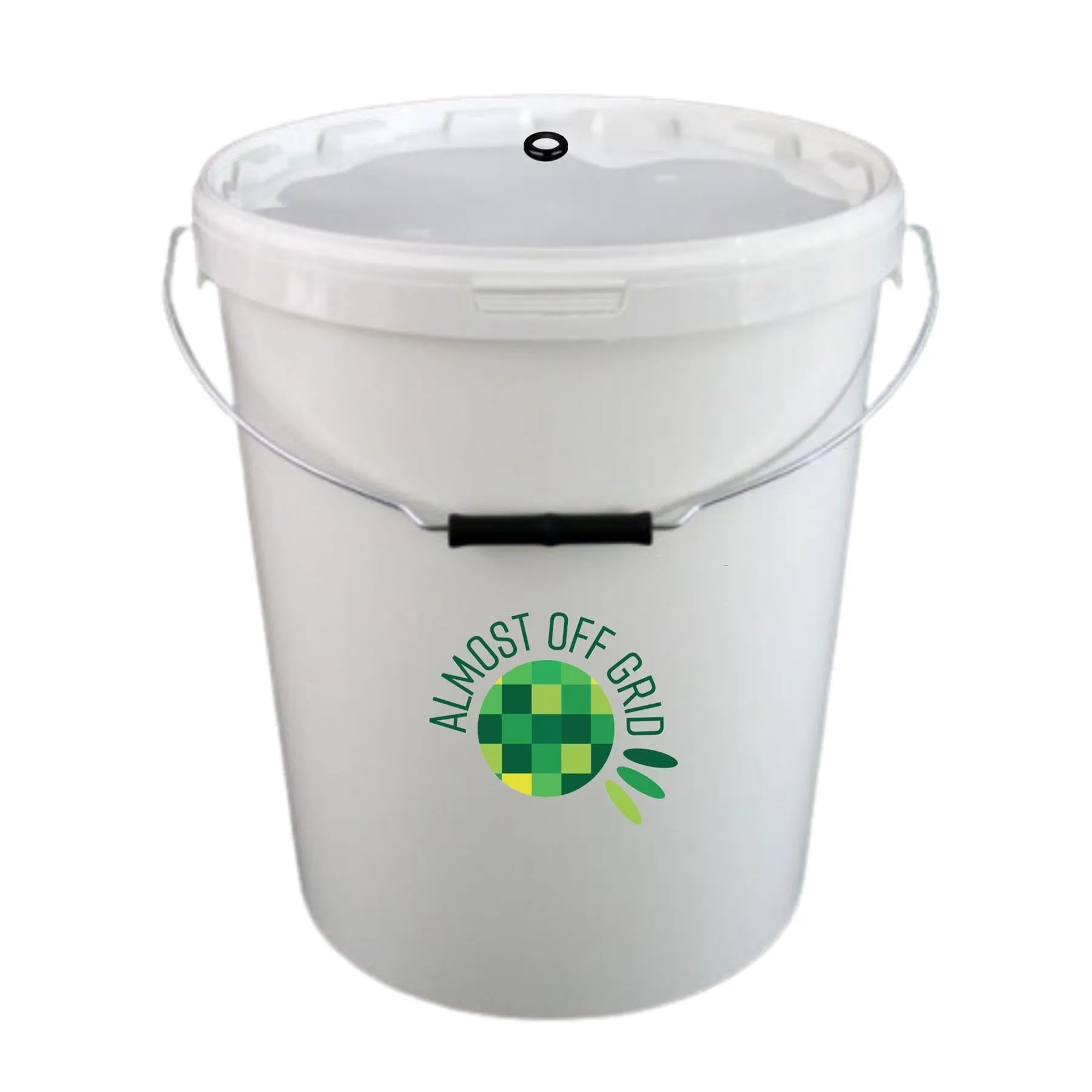 Almost Off Grid 25 litre Brewing Bucket with bored lid and Fermentation Airlock