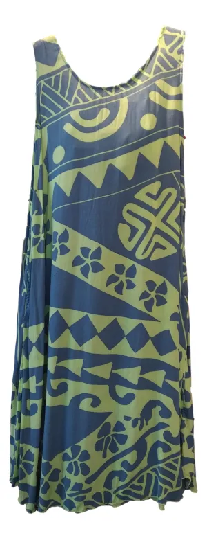 Aloha Royale - Cabana Dress - Holoholo - Seaglass Green & Blueberry