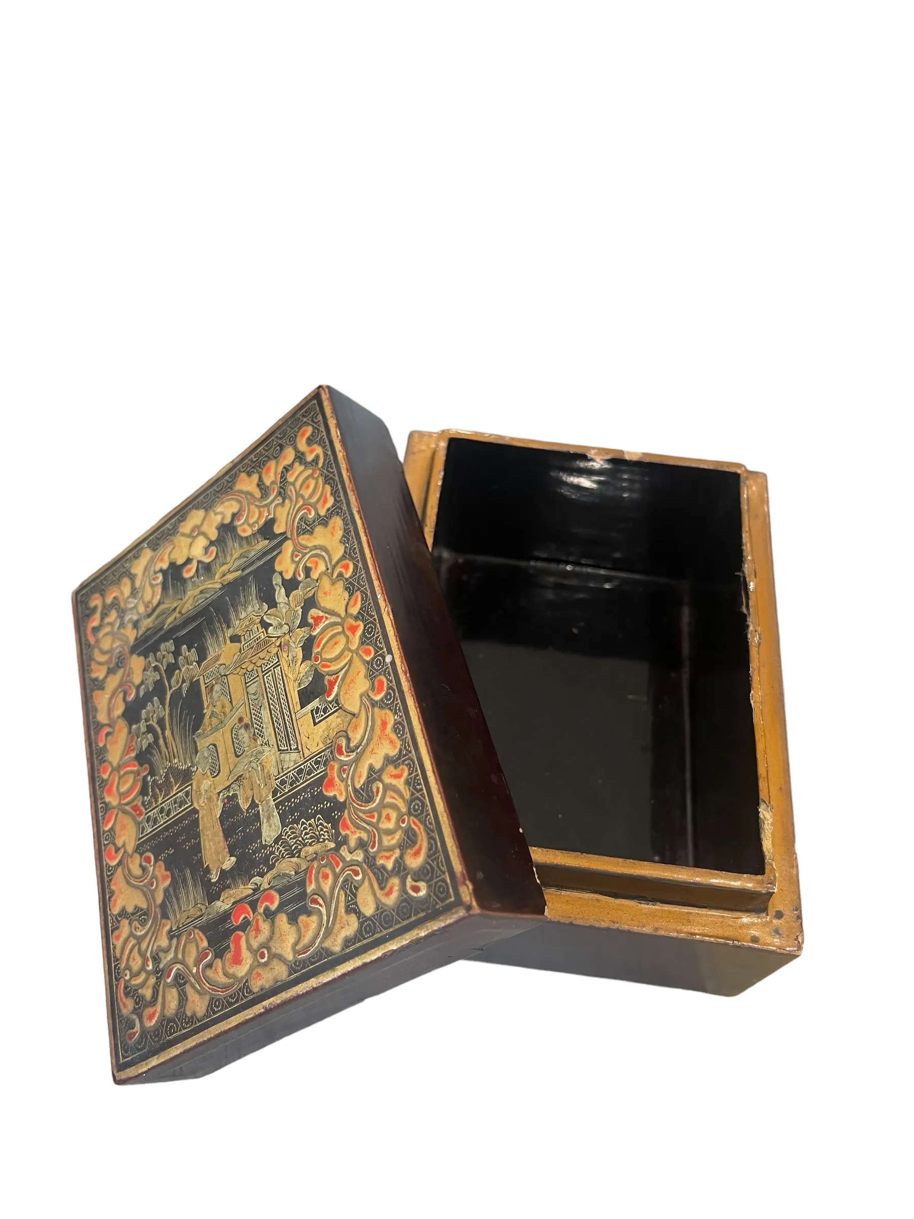 Antique Chinoiserie Hand Painted Box