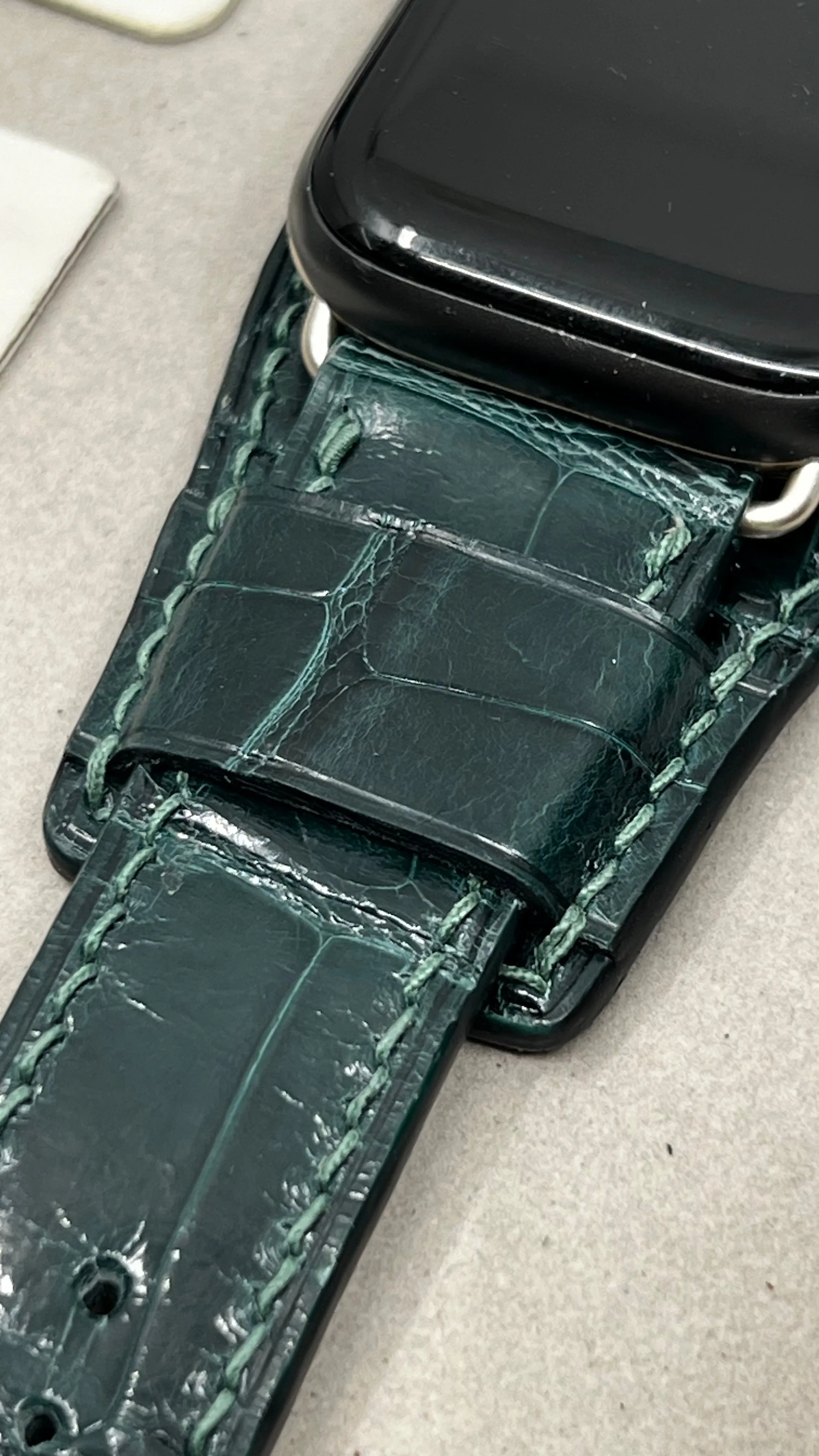 Apple Watch Ultra Watch Band, Apple Watch 49mm 45mm 41mm 40mm Smartwatch Band, Cuff Watch Band, iWatch Band, Green Alligator Watch Straps, Samsung Galaxy Watch Band