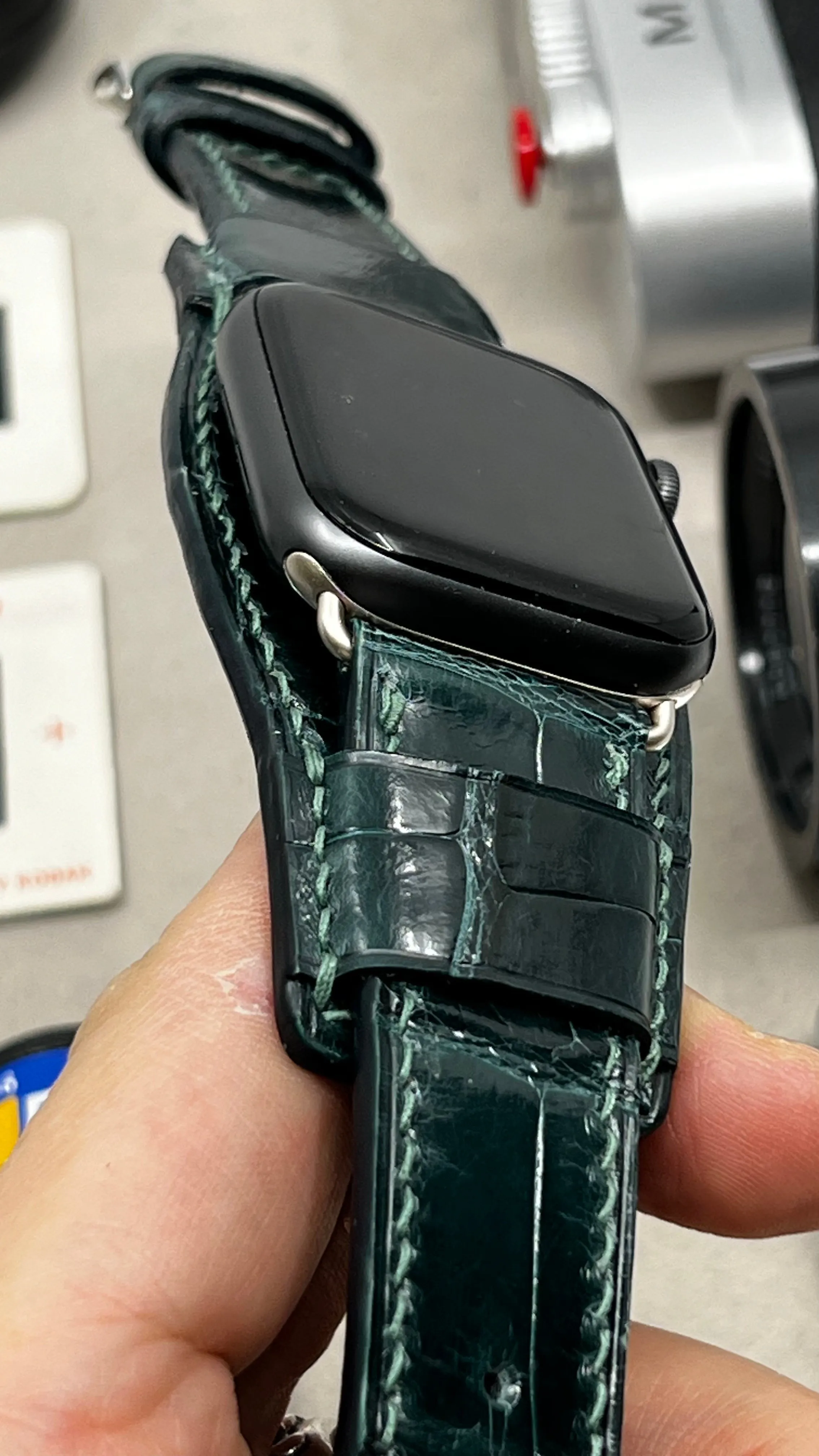 Apple Watch Ultra Watch Band, Apple Watch 49mm 45mm 41mm 40mm Smartwatch Band, Cuff Watch Band, iWatch Band, Green Alligator Watch Straps, Samsung Galaxy Watch Band