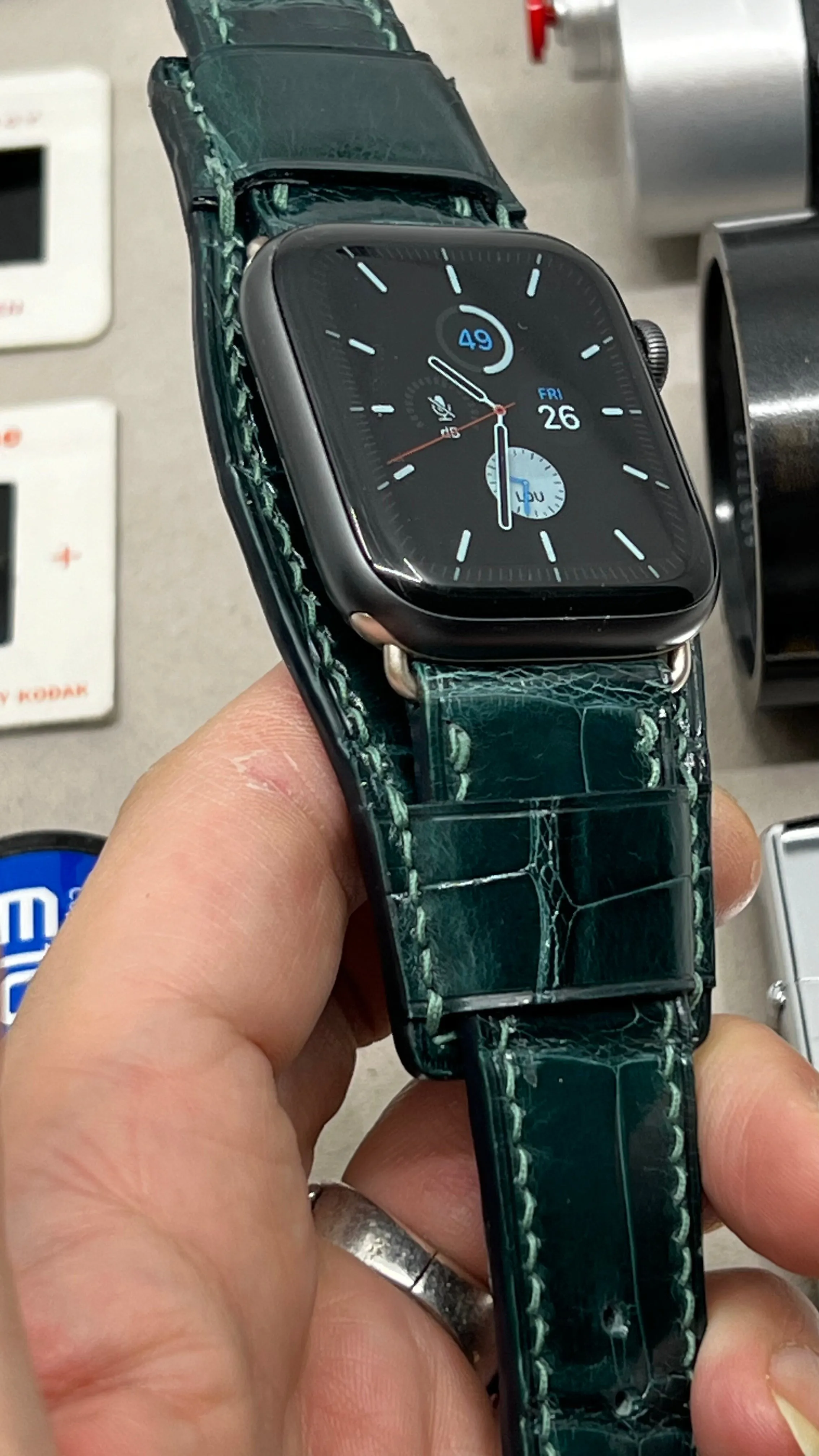 Apple Watch Ultra Watch Band, Apple Watch 49mm 45mm 41mm 40mm Smartwatch Band, Cuff Watch Band, iWatch Band, Green Alligator Watch Straps, Samsung Galaxy Watch Band