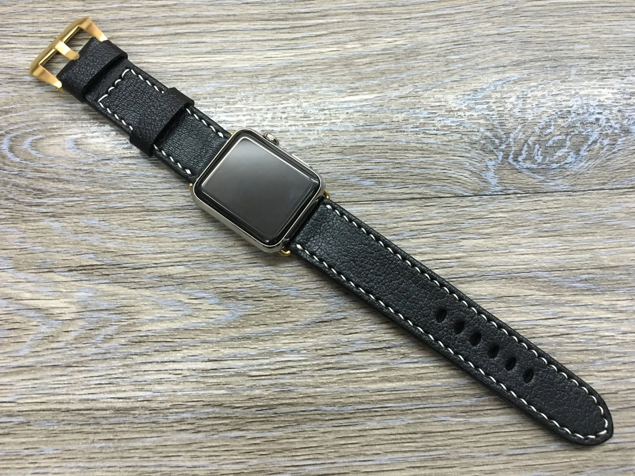 Apple Watch Ultra Watch Band, Apple Watch Band, iwatch Band, Black Leather Watch Strap for Smartwatch, Fitbit, Valentine’s Day gift ideas