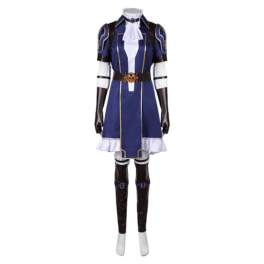 Arcane: League of Legends Season 2 Caitlyn Sleeveless Blue Outfit Cosplay Costume Halloween Carnival Suit