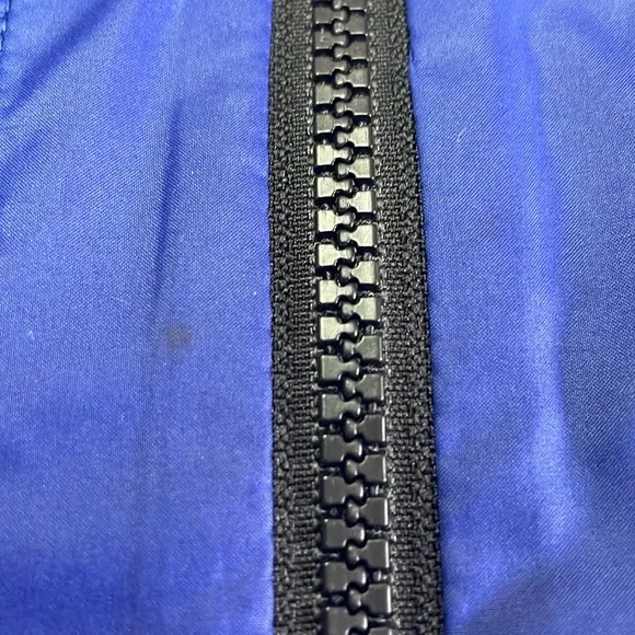 ATHLETA Power Peak Double Zip Jacket Blue Fleece HoodieDouble Zipper Size M.