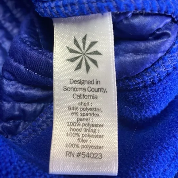 ATHLETA Power Peak Double Zip Jacket Blue Fleece HoodieDouble Zipper Size M.
