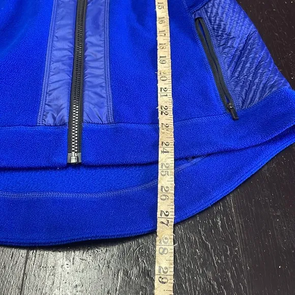 ATHLETA Power Peak Double Zip Jacket Blue Fleece HoodieDouble Zipper Size M.